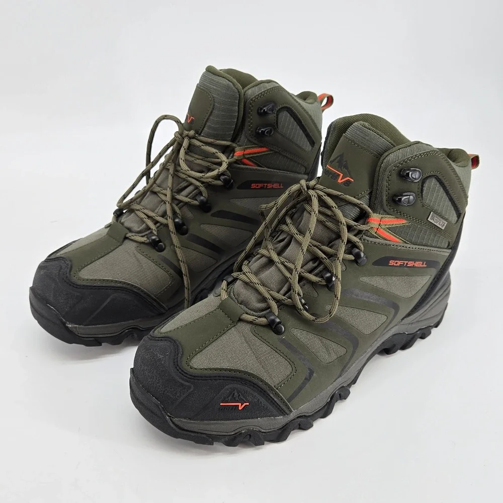 Nortiv 8 Softshell Waterproof Mid Hiking Boots Army Green Mens Size 10.5
